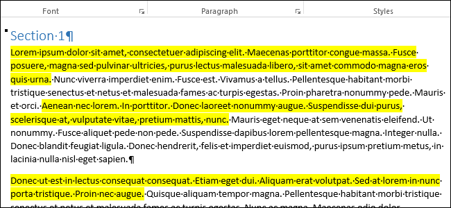 Как собрать несколько выделенных цветом участков текста в один документ в Word 2013