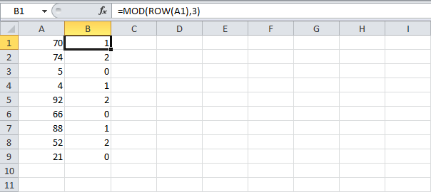 Суммирование каждой n-ой строки в Excel