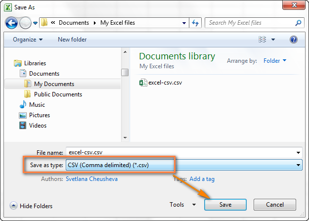 Как преобразовать файлы Excel в формат CSV