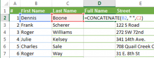 Как объединить два столбца в Excel без потери данных