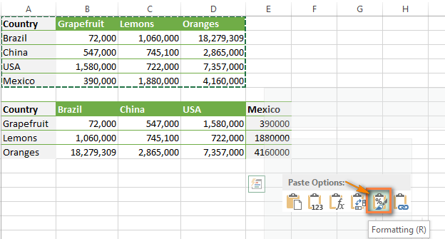 Как конвертировать строки в колонки в Excel