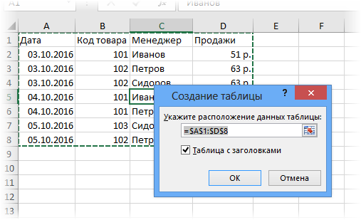 Связанные таблицы в Excel