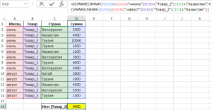 Excel суммеслимн не пусто