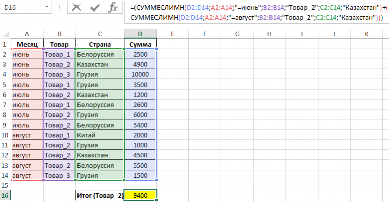 Excel какая формула лучше бдсумм или суммеслимн