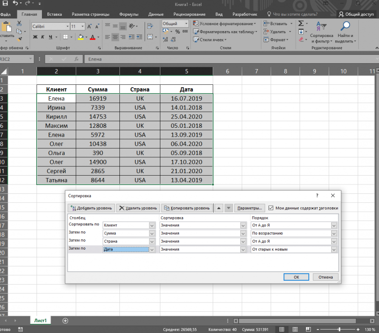 Снять все фильтры excel горячие клавиши