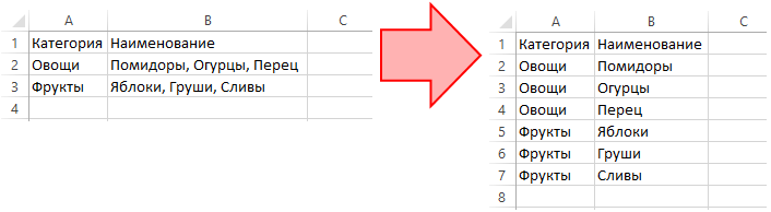 Как размножить столбец по строкам в таблице Excel